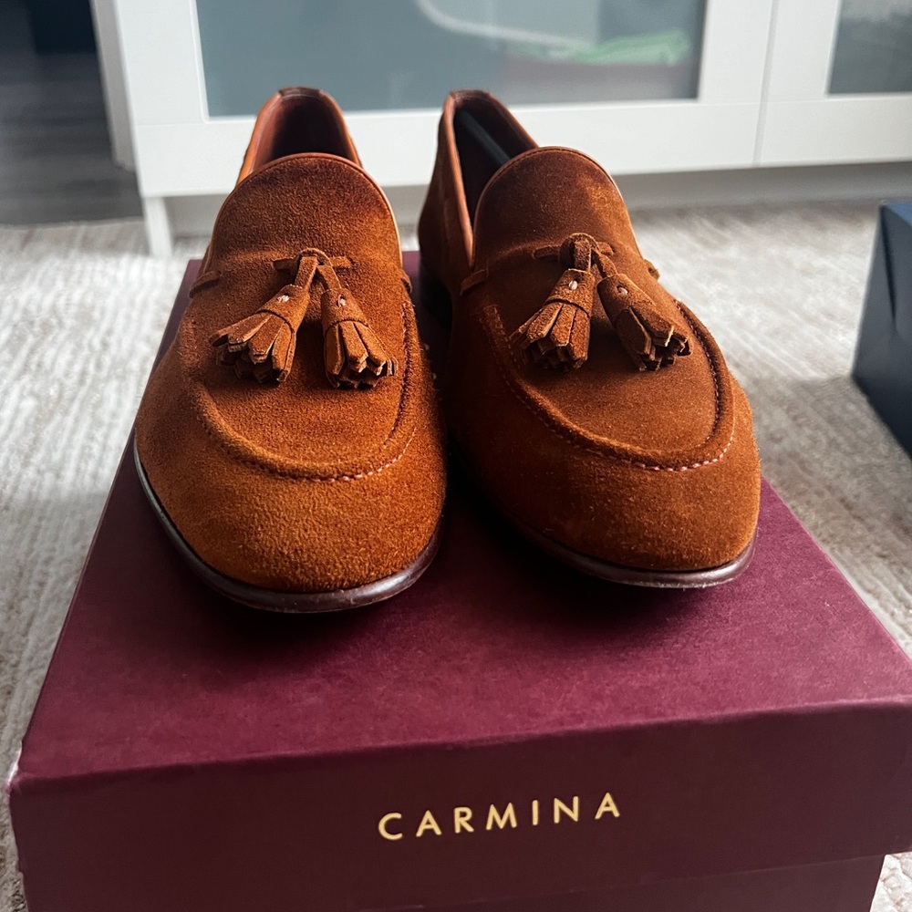 Men's Tassel Loafers - Rich Brown Suede
